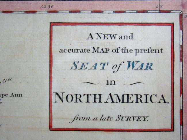 A Revolutionary War period map with original hand coloring entitled "A New  & Accurate Map of the Present SEAT of WAR in North AMerica circa 1780 — image 2